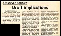 Newspaper article describing counseling services offered to students effected by the draft.