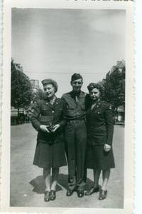 Photograph of Irene Christianson with friends Niki and Doug Jones, 1945