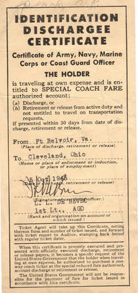 Albert Plack's Identification Dischargee Certificate
