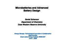 Microbatteries and Advanced Battery Design