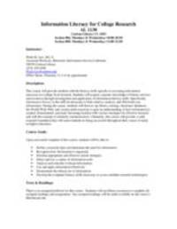 Information Literacy for College Research Syllabus
