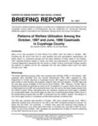 Patterns of Welfare Utilization Among the October, 1997 and June, 1998 Caseloads in Cuyahoga County | Center on Urban Poverty and Social Change Briefing Report