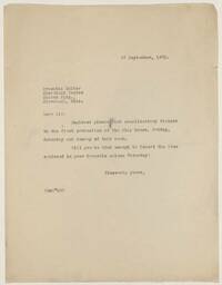 Correspondence, August-September, 1921
