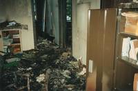 Adelbert Main fire, interior, destroyed office