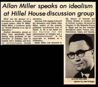 Newspaper article covering speech by Allan Miller on idealism