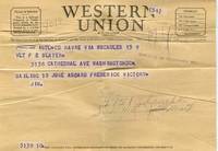 Western Union Telegram from Jim Slater to F. E. Slater