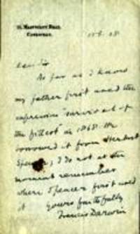 Letter from Francis Darwin to [unknown]