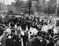 Procession passes protestors at Robert Morse inauguration