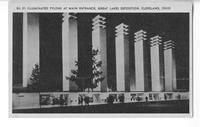 Illuminated Pylons at Main Entrance, Great Lakes Exposition, Cleveland, Ohio