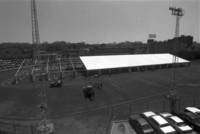 Erecting the commencement tent on Van Horn Field