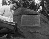 Student studies the Michelson-Morley rock