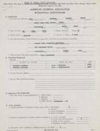 American Hospital Association biographical questionnaire for Melbahu Mason