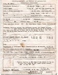Michael Christopher's Enlistment Record and Report of Separation, Honorable Discharge, 1945