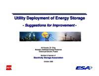 Utility Deployment of Energy Storage: Suggestions for Improvement