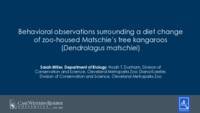 Behavioral Analysis of Zoo-Housed Matschie’s Tree Kangaroos (Dendrolagus matschiei)