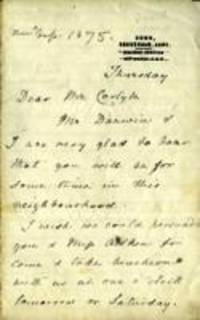 Letter from Emma Darwin to Thomas Carlyle
