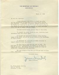 Letter from the Secretary of the Navy James Forrestal to Frank Czerwony,16 March 1946
