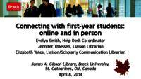 Connecting with First-Year Students: Online and In Person