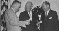 Eisenhower presents commissions to Hugh Dryden and T. Keith Glennan