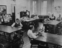 Students study in the Pierce Hall reading room