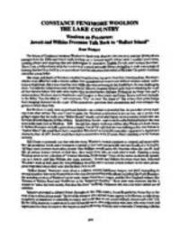 Constance Fenimore Woolson: The Lake Country: Woolson as Precursor: Jewett and Wilkins Freeman Talk Back to 'Ballast Island'