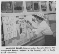 Madeleine Raives decorates Kennedy bus with posters