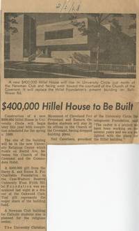 Newspaper article describing plans for new Hillel building.