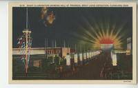 Night Illumination Showing Hall of Progress, Great Lakes Exposition, Cleveland, Ohio