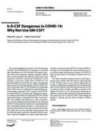 Is G-CSF Dangerous in COVID-19