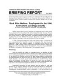 Work after Welfare: Employment in the 1996 Exit Cohort, Cuyahoga County | Center on Urban Poverty and Social Change Briefing Report