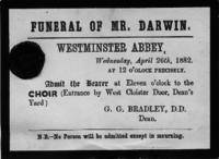 Admission pass for the funeral of Charles Darwin