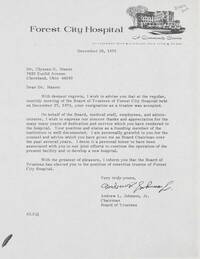 Dr. Ulysses G. Mason's resignation from the Board of Trustees of Forest City Hospital