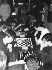 Students participate in a chess tournament