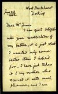 Letter from Francis Darwin to John Brodie Innes