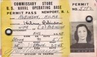 Permit Pass to the Commissary Store on the U.S. Naval Operating Base, Newport, Rhode Island, 1945